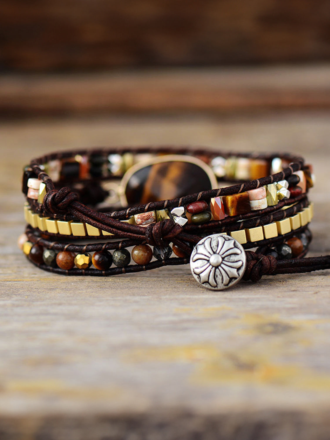 Geometrical Shape Triple-Layer Bracelet - Bazaare Mart