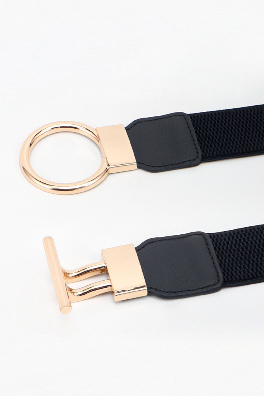 Gold Circle Buckle PU Leather Belt - Multi - Bazaare Mart