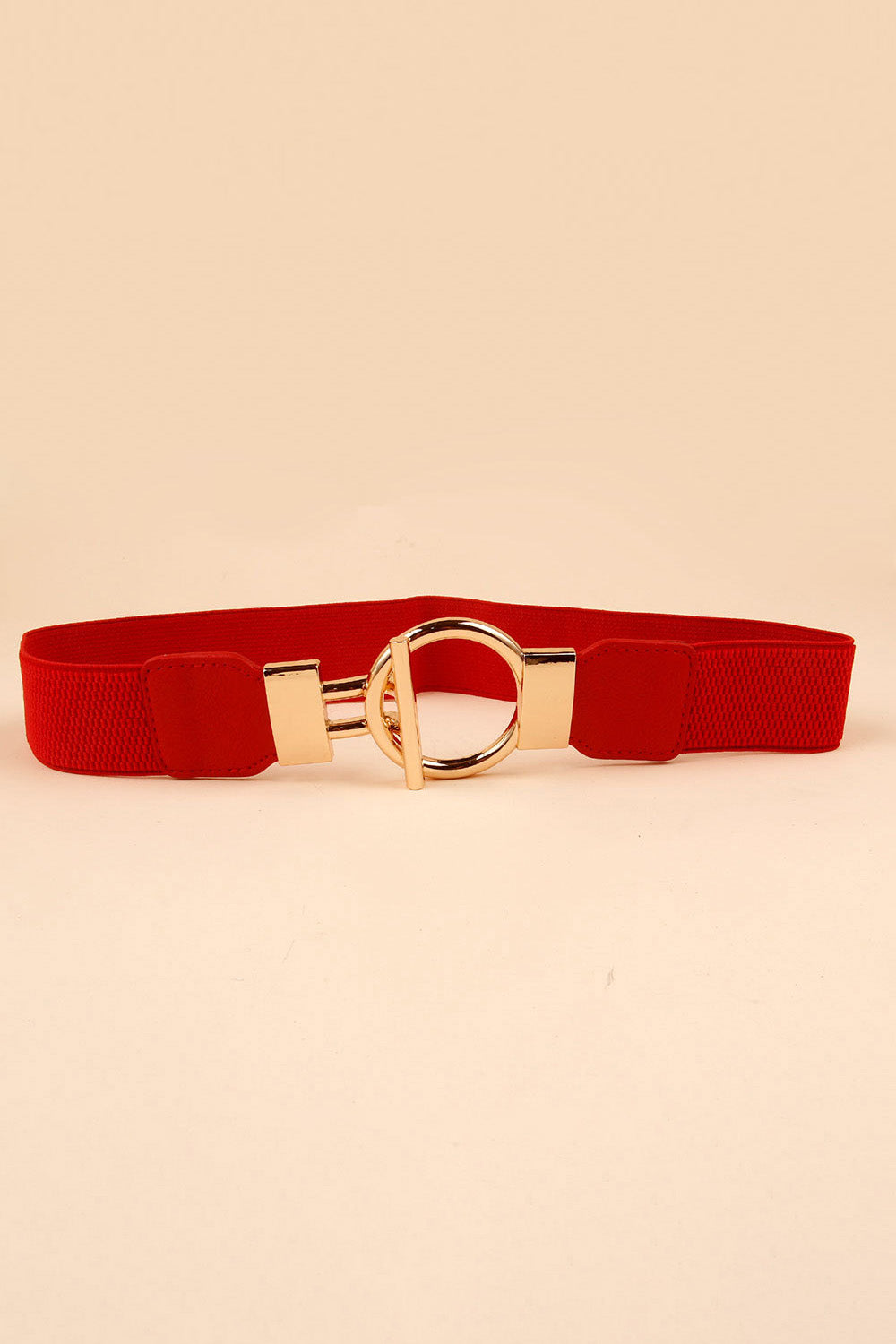 Gold Circle Buckle PU Leather Belt - Multi - Bazaare Mart