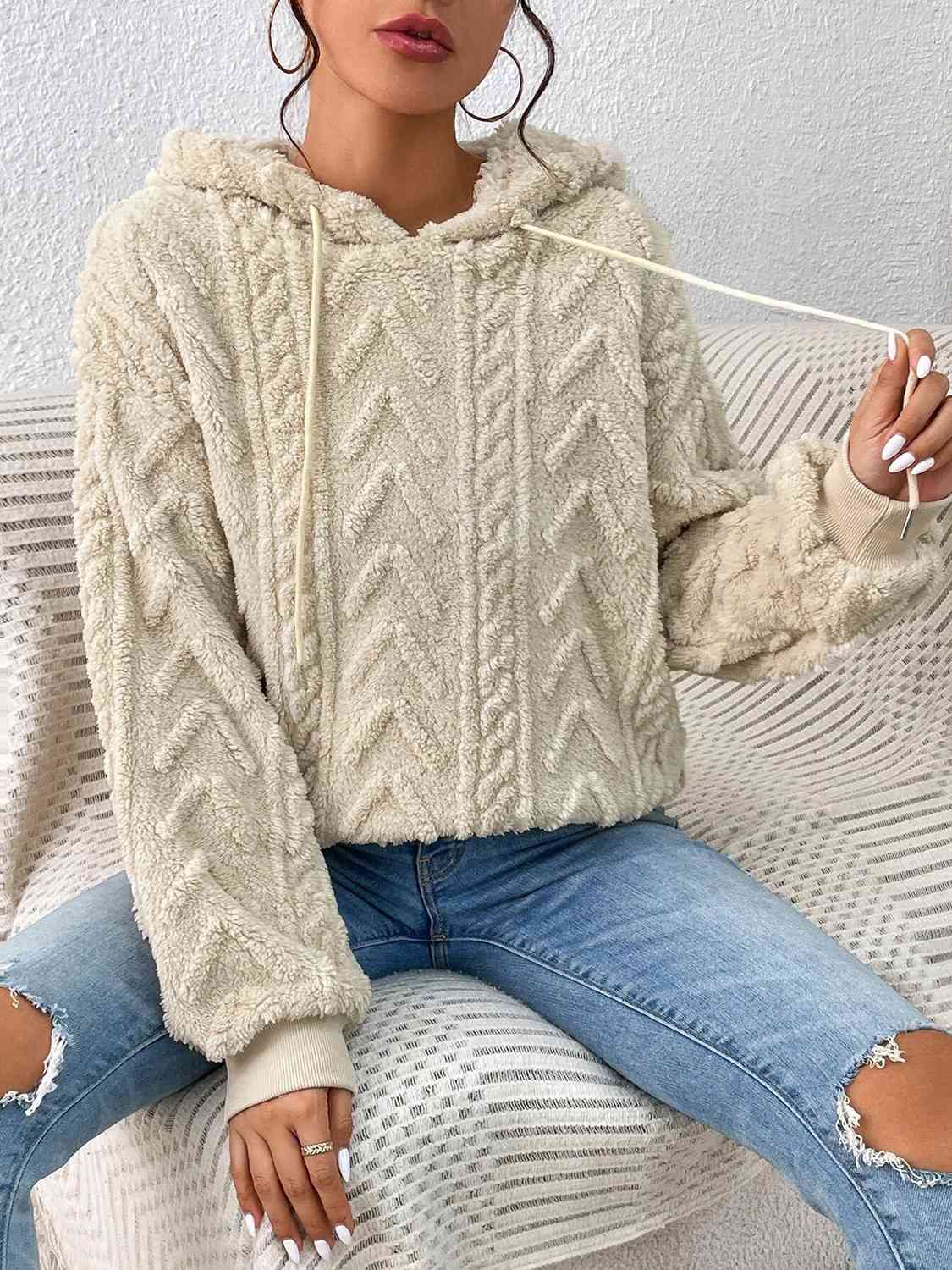 Pullover Hooded Sculpted Sweater