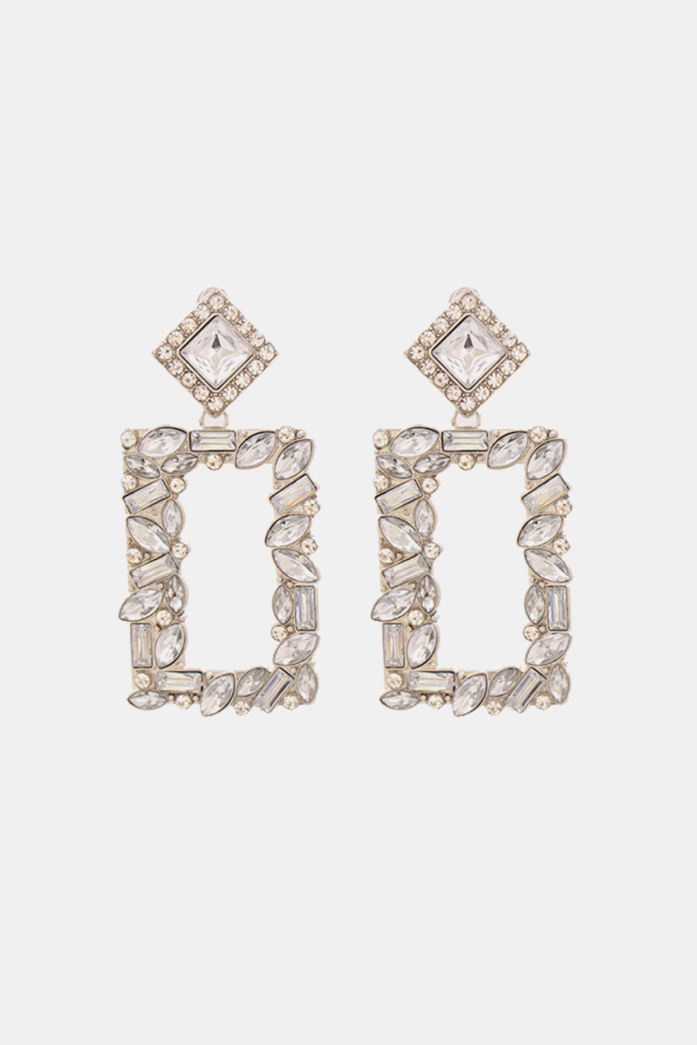 Groovie Retro Rectangle Glass Stone Dangle Earrings - Bazaare Mart