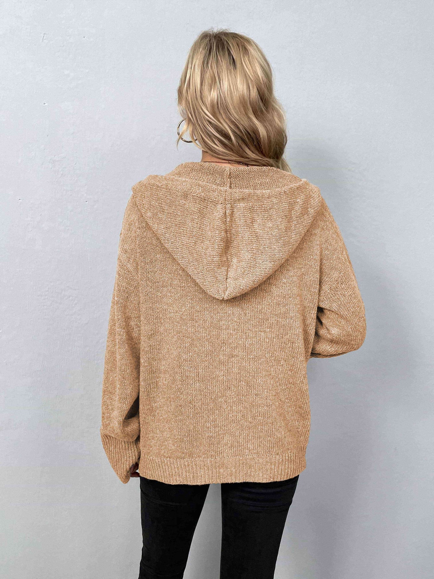 Button-Down Hooded Sweater