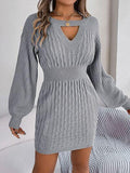 Cable-Knit Sweater Dress Charcoal Bazaare Mart Sweater Dress