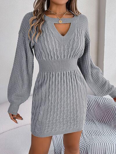 Cable-Knit Sweater Dress Charcoal Bazaare Mart Sweater Dress