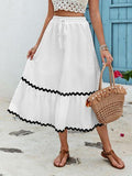 White Tiered Peasant Skirt White Trendsi Full Tiered Midi Skirt