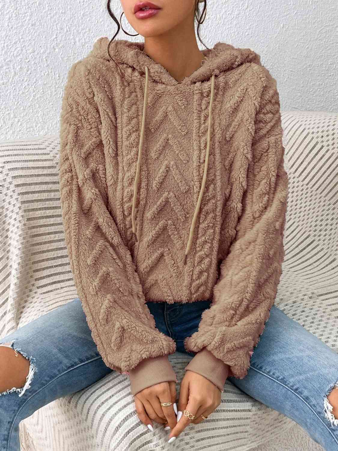 Pullover Hooded Sculpted Sweater