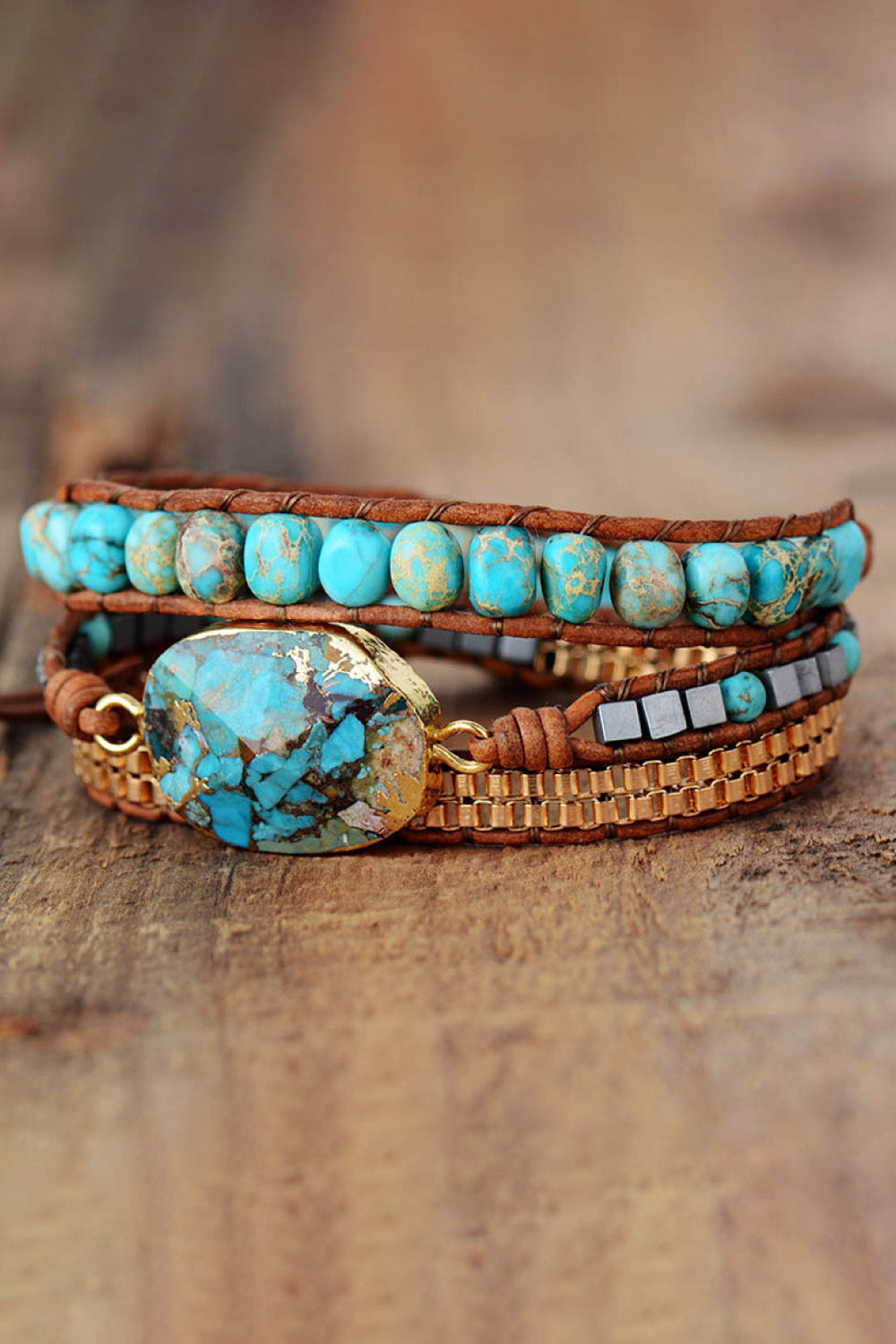 Handmade Natural Stone Copper Bracelet - Bazaare Mart