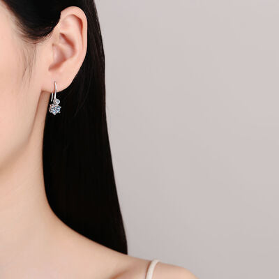 Silver Flower Moissanite Earrings