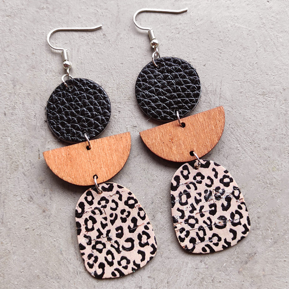 Tribal Leopard Geo Dangle Earrings