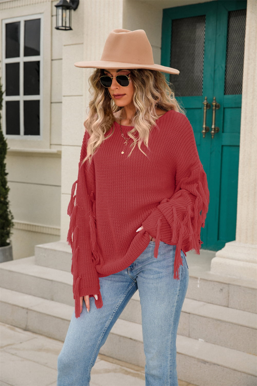 Ribbed Fringe Sweater