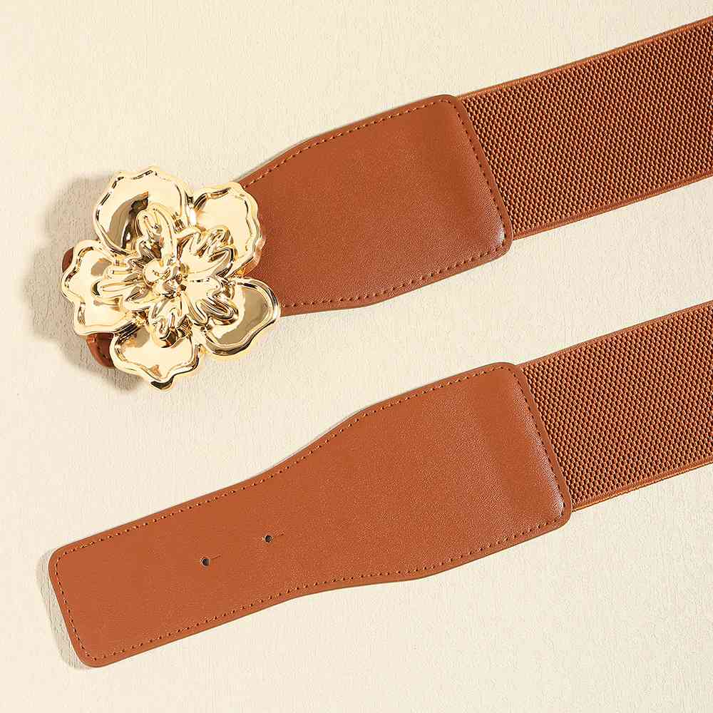 Flower Alloy Buckle Elastic Belt - Bazaare Mart