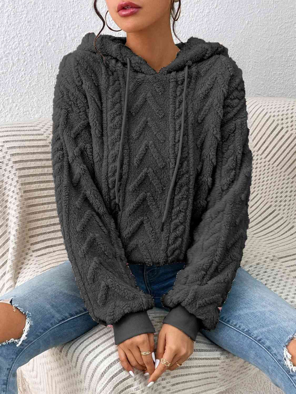 Pullover Hooded Sculpted Sweater