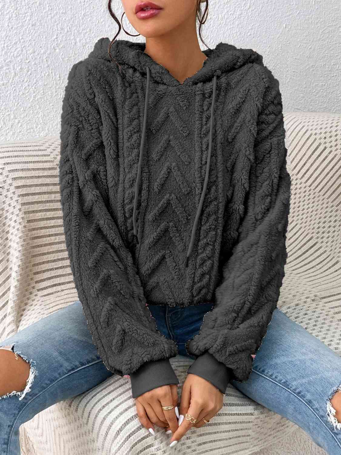 Pullover Hooded Sculpted Sweater