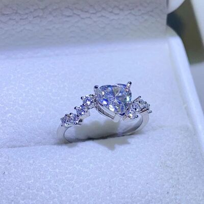 Heart Shaped 1 ct. Moissanite 925 Sterling Silver Ring