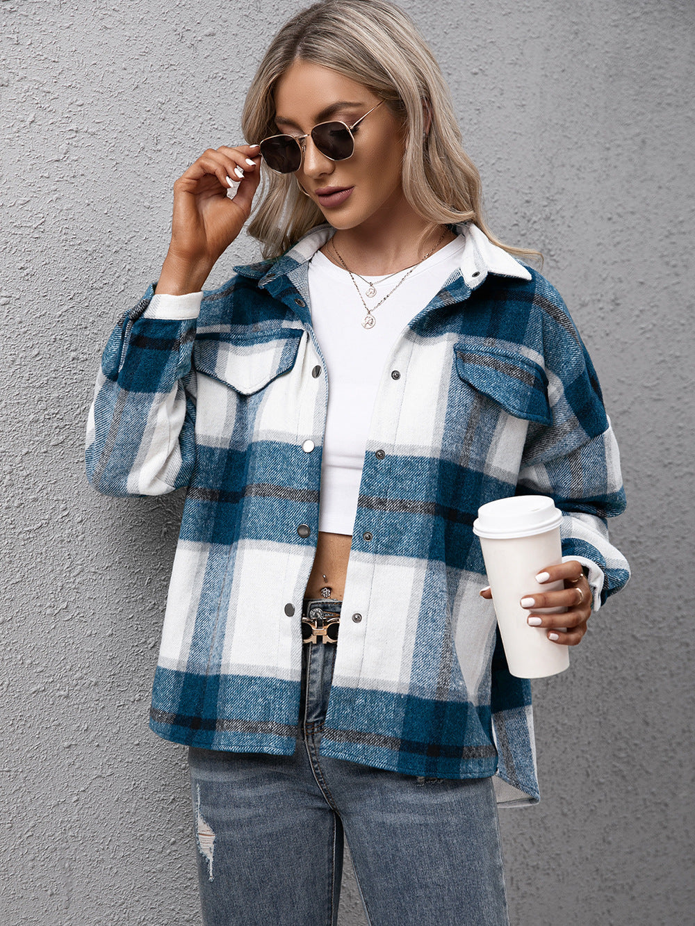 Washable Plaid Shirt Jacket