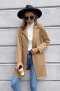 Double Breasted Washable Dress Coat Camel Trendsi Jacket