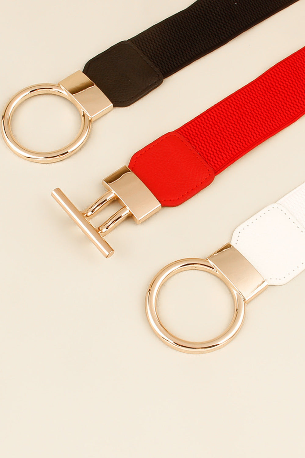 Gold Circle Buckle PU Leather Belt - Multi - Bazaare Mart