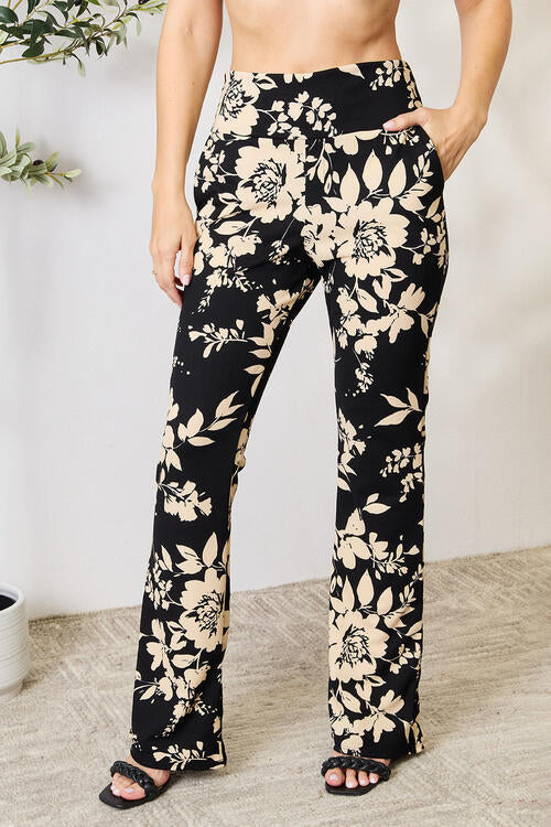 Heimish Plus Size High Waist Floral Flare Pants