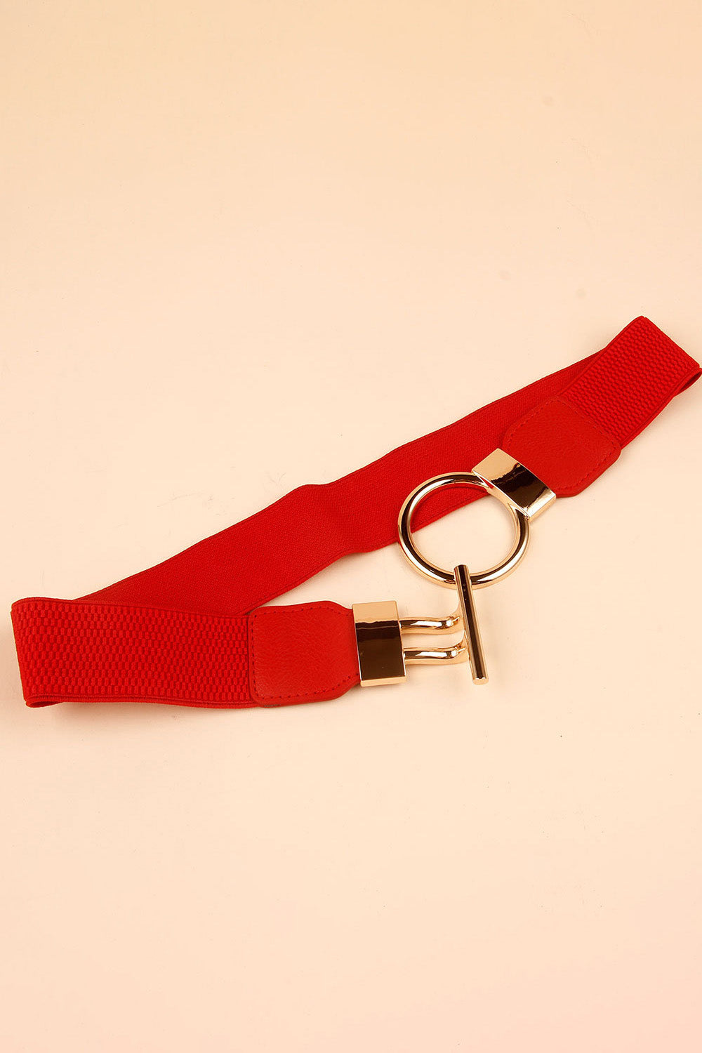 Gold Circle Buckle PU Leather Belt - Multi - Bazaare Mart
