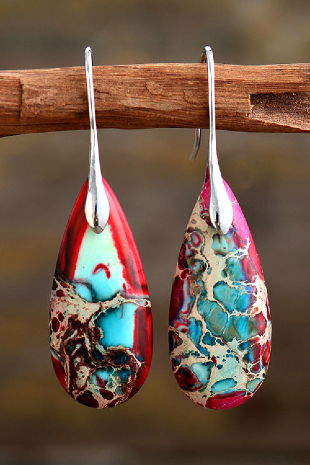 Handmade Teardrop Shape Natural Stone Dangle Earrings - Bazaare Mart