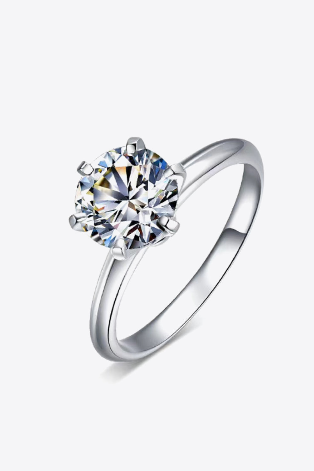 Silver 3 Carat Moissanite 6-Prong Ring