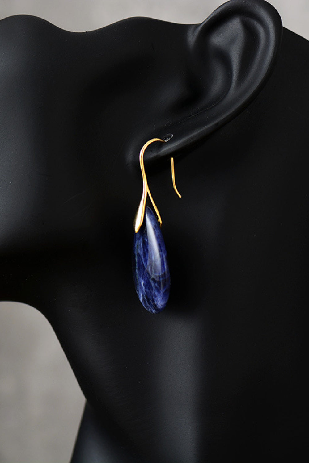 Natural Lapis Color Stone Teardrop Earrings