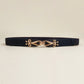 Thin Gold Buckle Elastic Belt Navy One Size Bazaare Mart Women's Belt