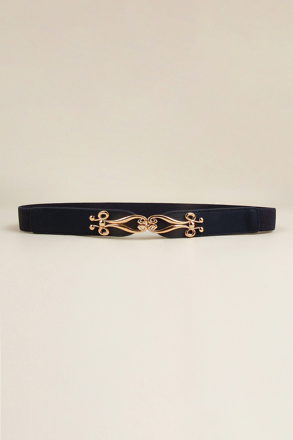 Thin Gold Buckle Elastic Belt