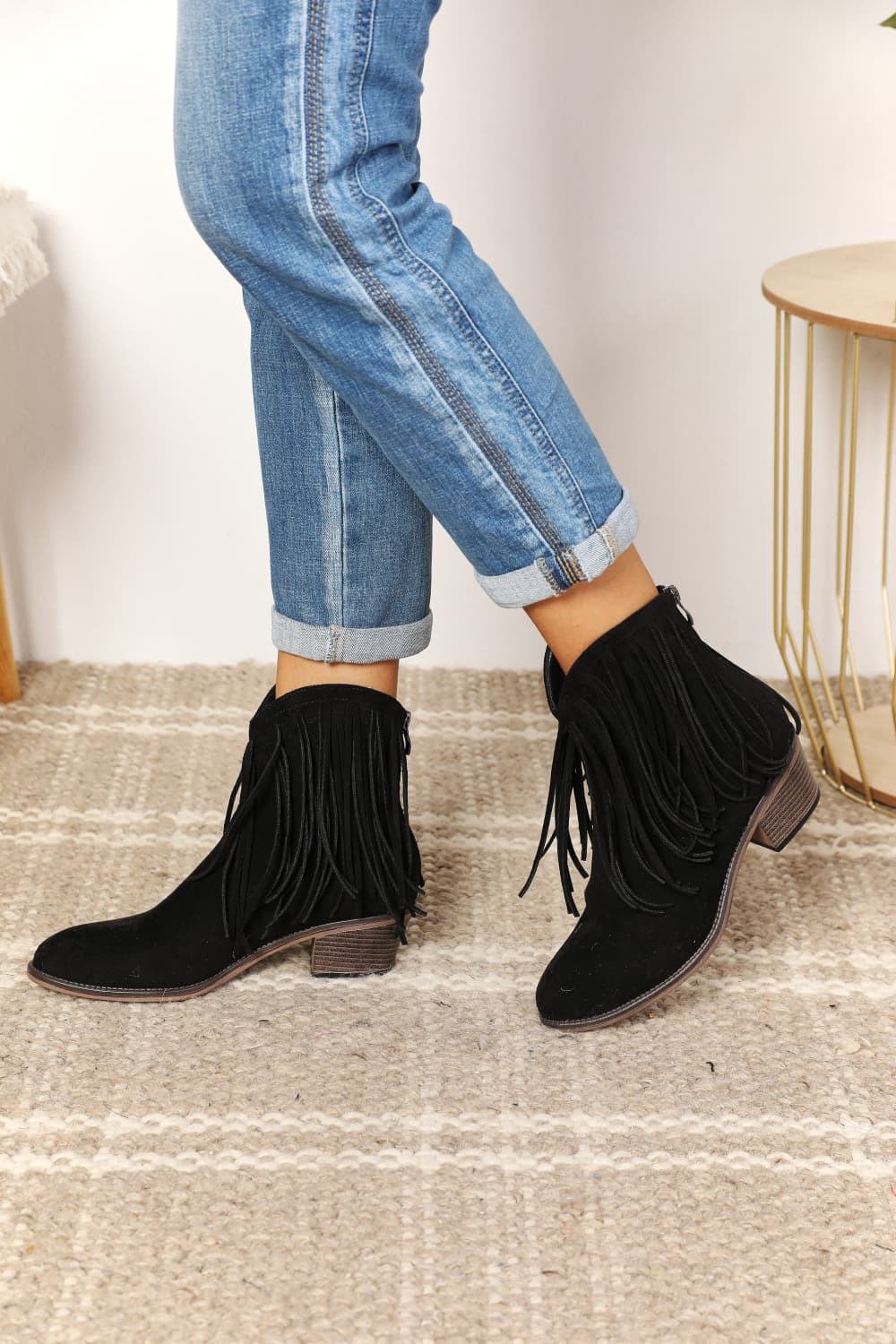 Women's Black Fringe Ankle Boots - Bazaare Mart