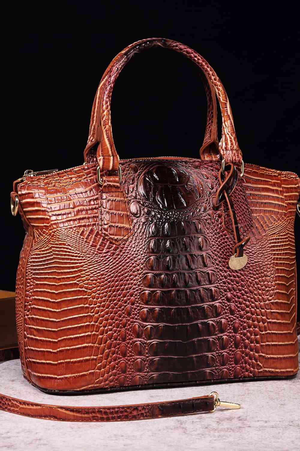 Colorful Gradient PU Alligator Satchel Handbag - Bazaare Mart