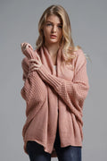 Dolman Sleeve Open Front Cardigan - Multi Colors Pink One Size Trendsi Clothes