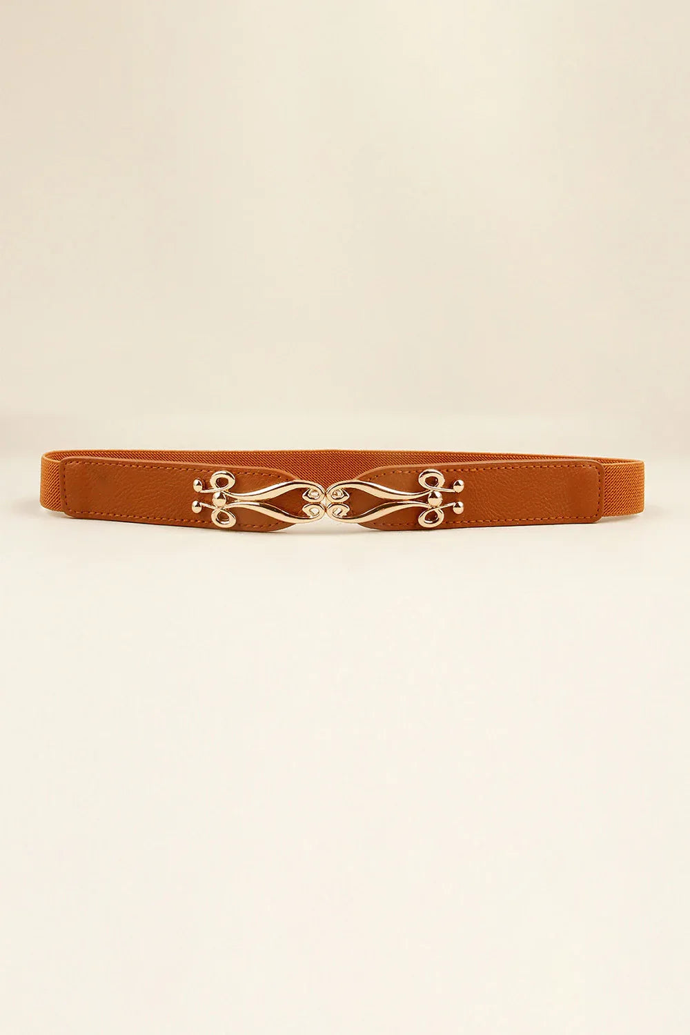 Thin Gold Buckle Elastic Belt Ochre One Size Bazaare Mart Women's Belt