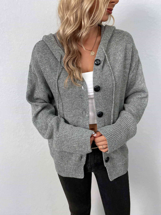 Button-Down Hooded Sweater