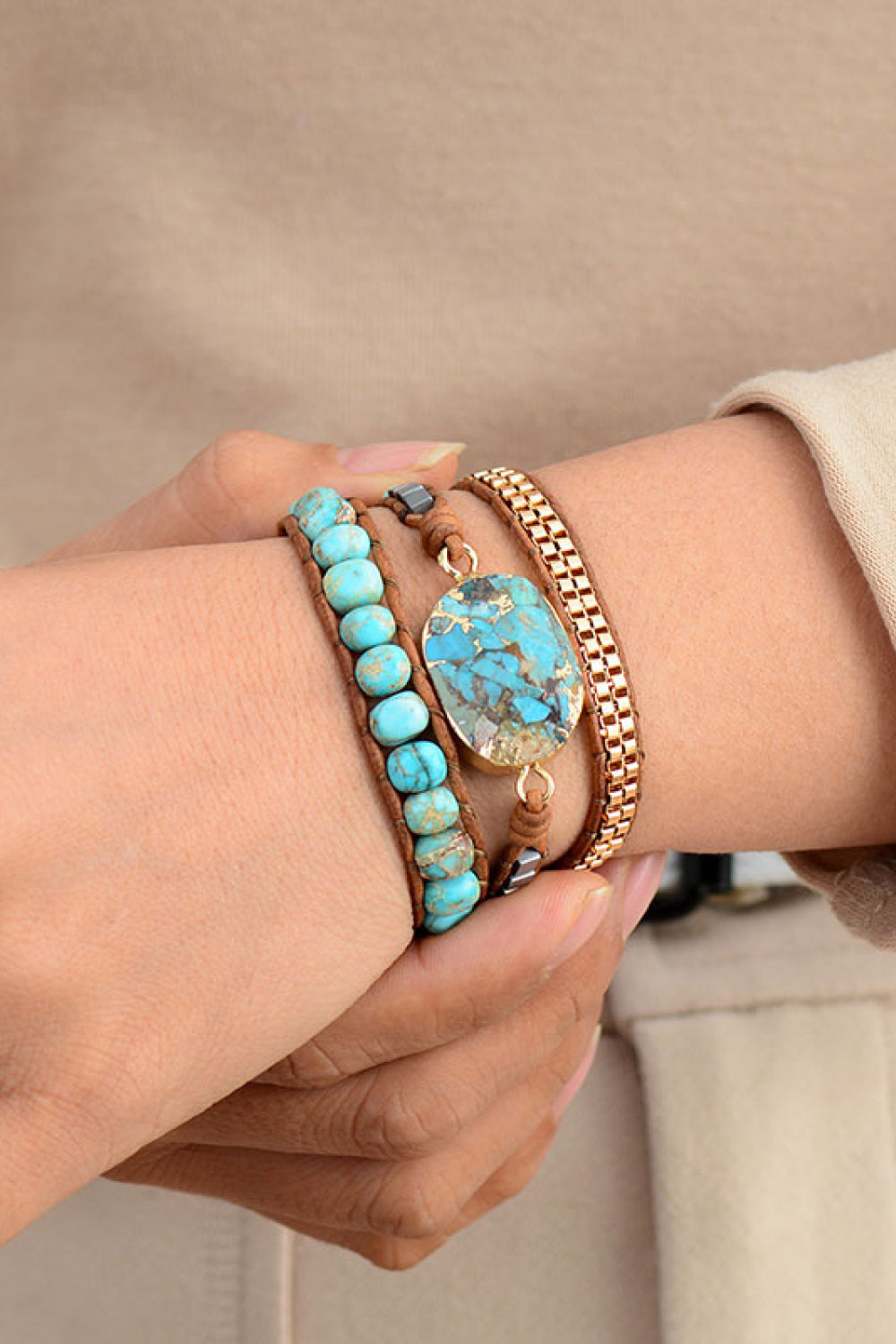 Handmade Natural Stone Copper Bracelet - Bazaare Mart