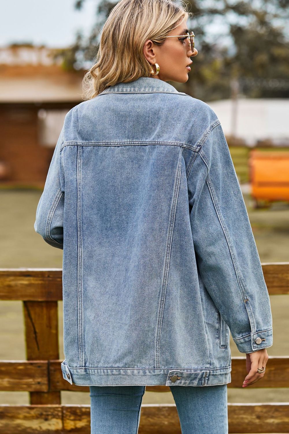 Denim Jacket with Pockets - Bazaare Mart