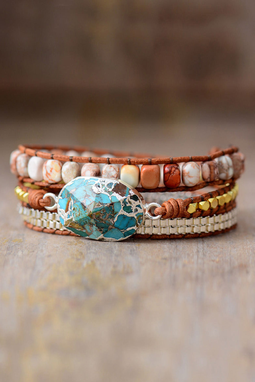 Handmade Natural Stone Copper Bracelet - Bazaare Mart