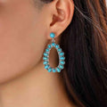 Artificial Turquoise Hoop Earrings Turquoise One Size Bazaare Mart Drop Earrings