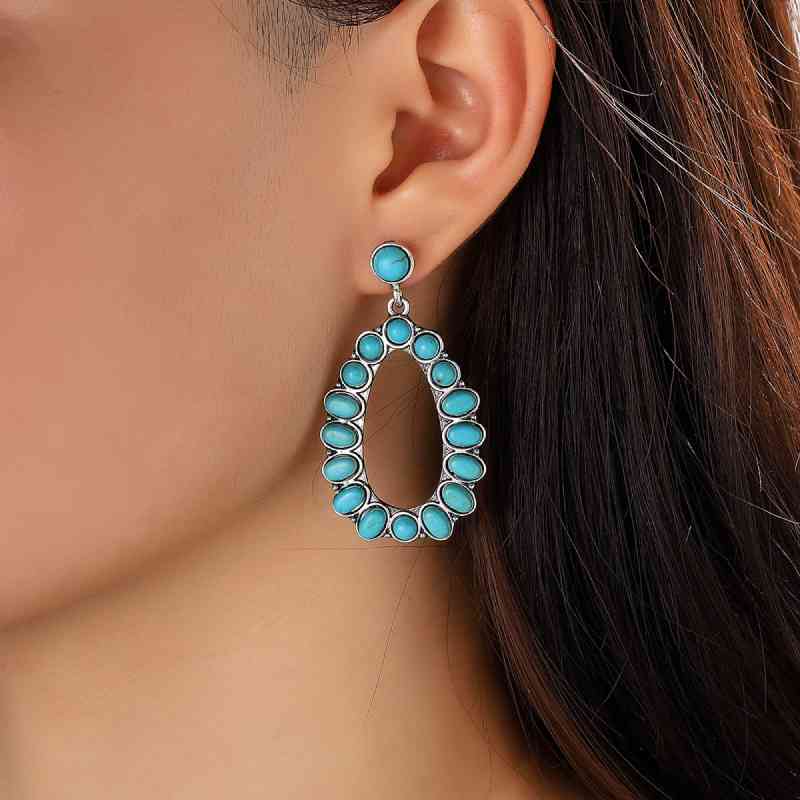 Artificial Turquoise Hoop Earrings