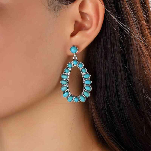 Artificial Turquoise Hoop Earrings Turquoise One Size Bazaare Mart Drop Earrings
