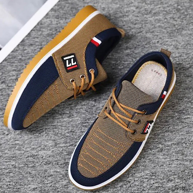 Khaki & Navy Men's Deck Shoes