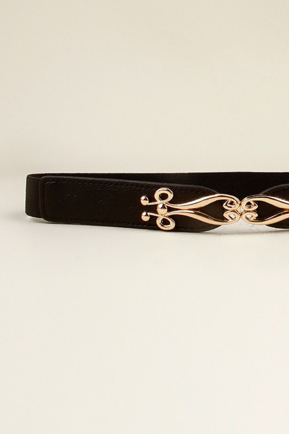 Black Thin Gold Buckle Elastic Belt