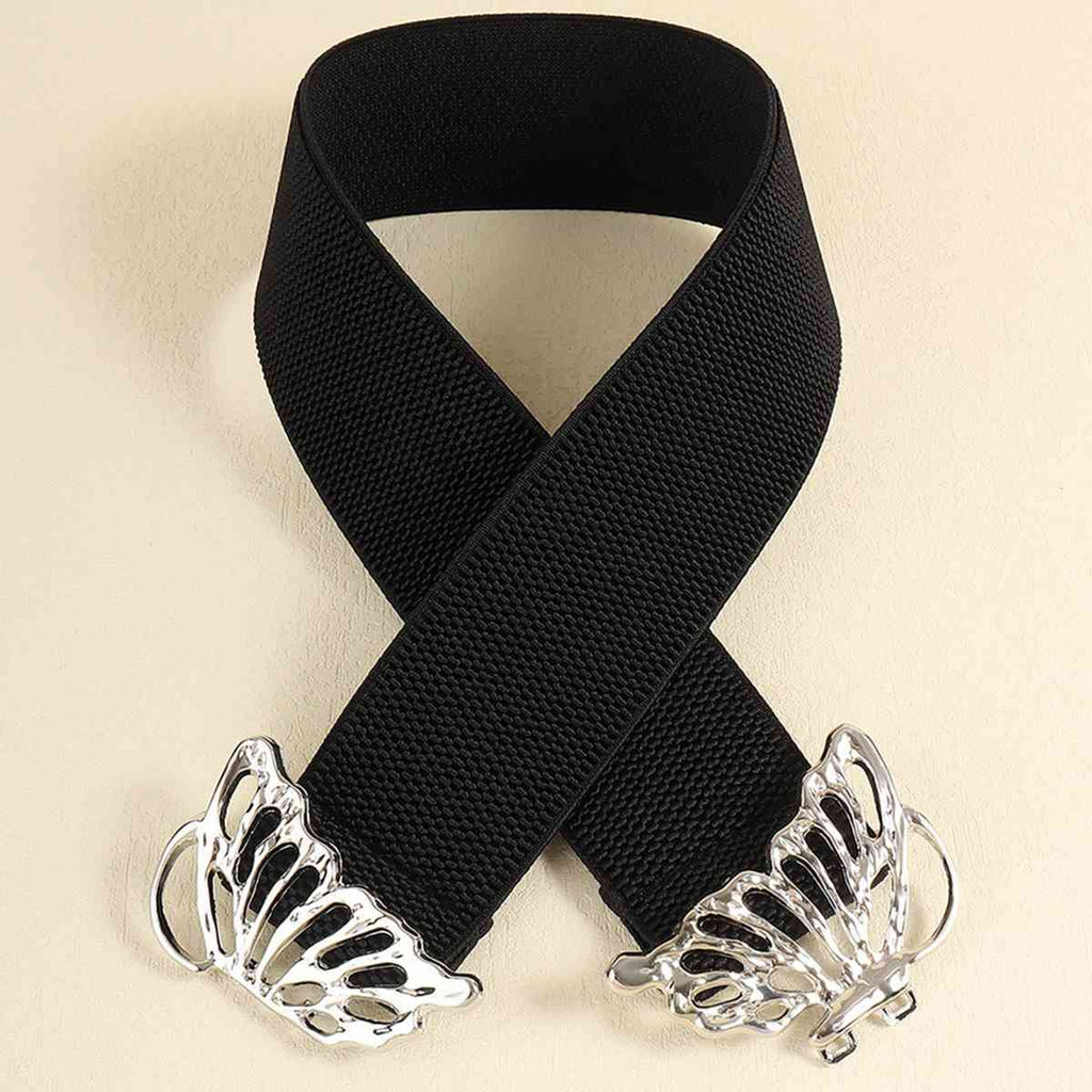 Butterfly Alloy Buckle Elastic Belt - Bazaare Mart
