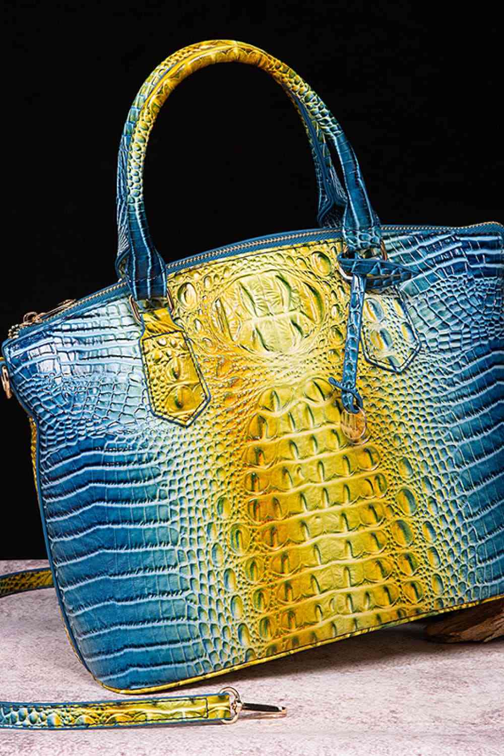 Colorful Gradient PU Alligator Satchel Handbag - Bazaare Mart
