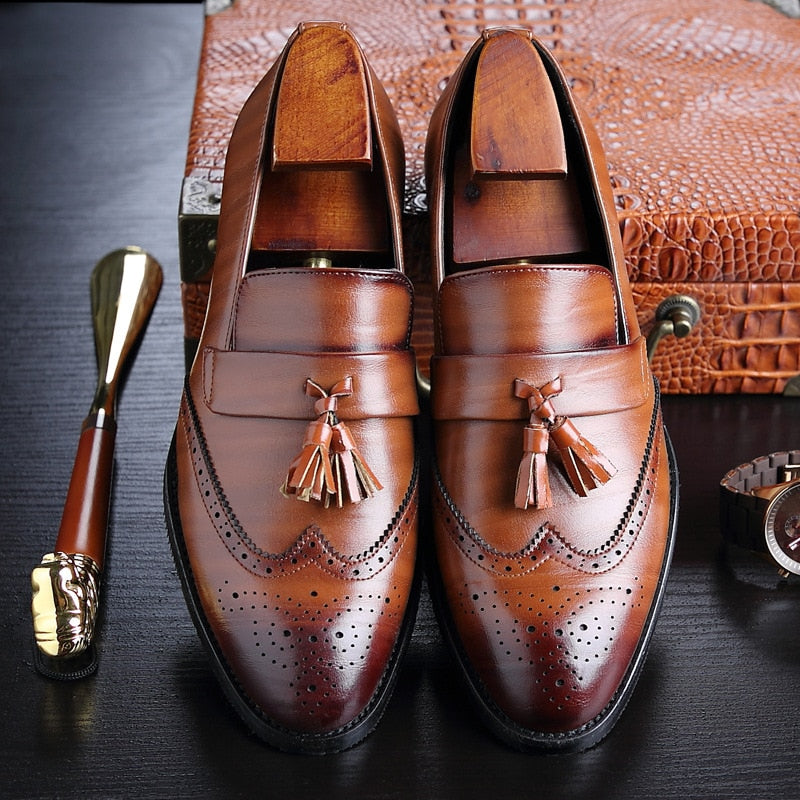 Men's Brown Classic Leather Tassel Loafers