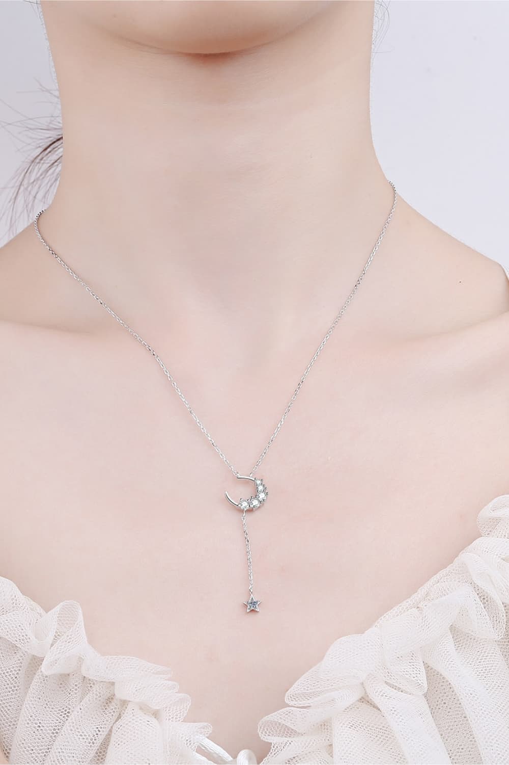 Star & Moon Moissanite Necklace - Bazaare Mart