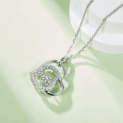 Floating 0.3 ct.  Moissanite 925 Sterling Silver Heart Necklace