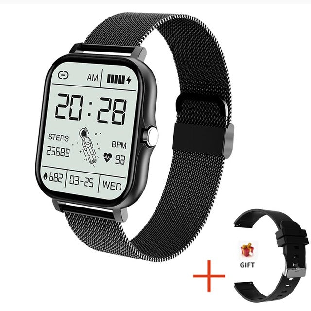 Black Metal Fitness Tracker Smart Watch