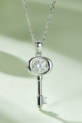 Moissanite Key Necklace Silver One Size Trendsi Necklace