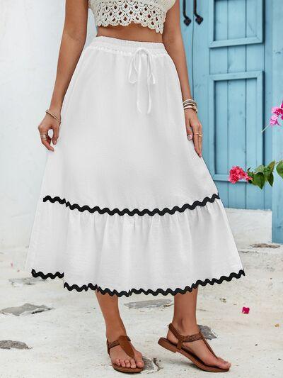 White Tiered Peasant Skirt Trendsi Full Tiered Midi Skirt