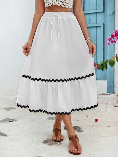 White Tiered Peasant Skirt Trendsi Full Tiered Midi Skirt